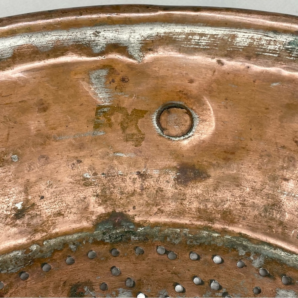 Copper Strainer Sifter Brass Handle Colander Country Kitchen Farmhouse Vintage - Picture 7 of 11
